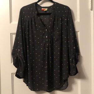Fervour black polka dot 3/4 sleeve blouse - Sz 1x